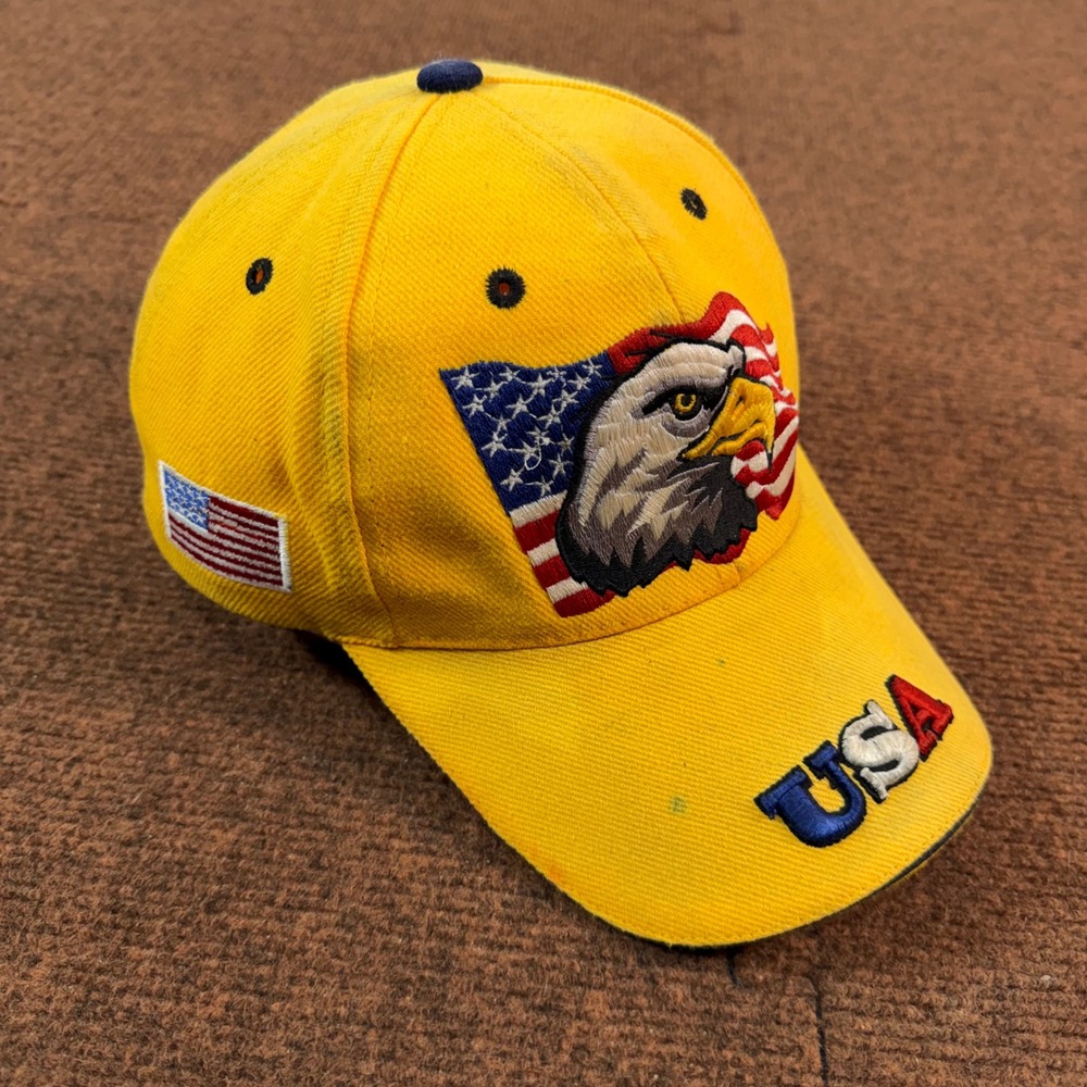 Santo Cap Yellow American Eagle USA Flag Embroidered Baseball Hat Adjustable